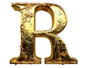 Gold foil effect monogram letter, PNG, transparent
