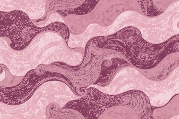 Seamless abstract wave pattern featuring hand-drawn curves in shades of pink and purple