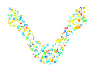 Colorful glittering flowers curve. 3d rendering.