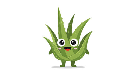 Fototapeta premium Cheerful cartoon aloe vera plant character with big eyes and a happy expression.