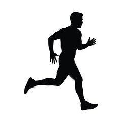 A dynamic illustration of a man running with a dark silhouette