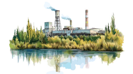Obraz premium Chernobyl Exclusion Zone. Chernobyl Exclusion Zone watercolor vector illustration