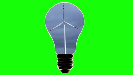 Alternative energy concept, light bulb and wind generator green screen - Powered by Adobe