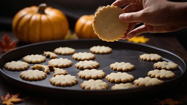 A person carefully takes a cookie off the baking sheet, ready for consumption
