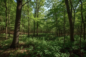 Fototapeta premium Forest region within a state park featuring waterfalls
