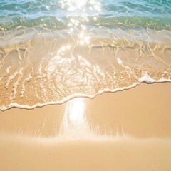 Sunny beach waves on light sand