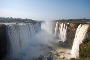 Side perspective of a famous waterfall, a renowned natural attraction in Africa
