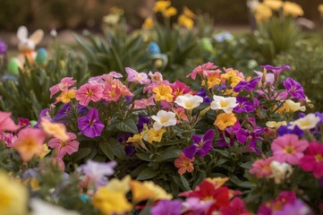 Obraz premium Bright and lively blossoms of assorted spring petunias