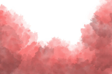 Abstract coral red watercolor cloud texture isolated on transparent background