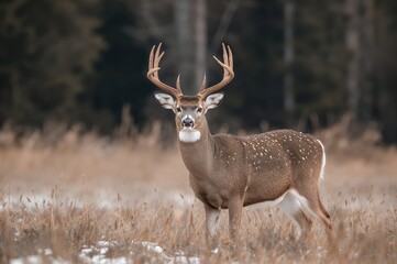 Fototapeta premium Male Whitetail Deer in Open Meadow