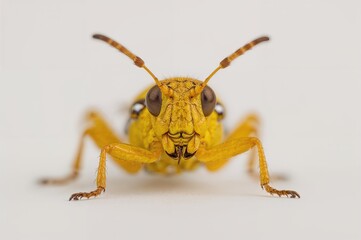 Close-up view of a yellow grasshopper