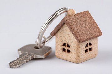 Miniature Wooden House Keyring Simple Elegance Home Ownership.