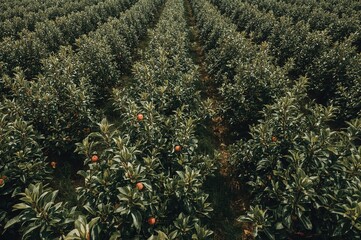 Aerial perspective of the apple grove