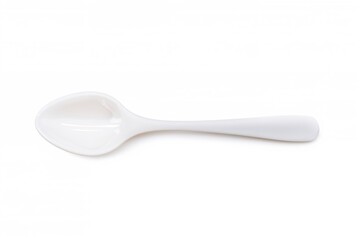 A versatile white plastic utensil combining spoon and fork features with a detachable handle on a plain backdrop
