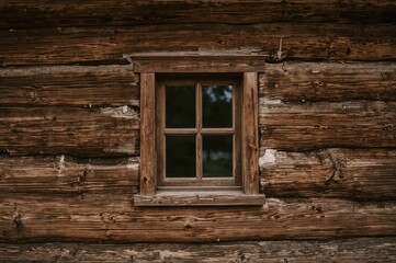 Timber facade featuring a window opening.