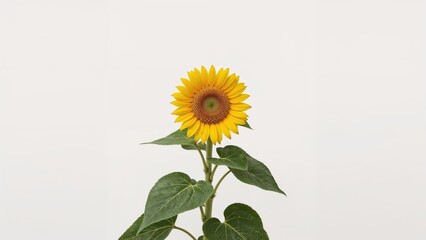 Bright yellow blossom and verdant leaves set against a plain white background with text space