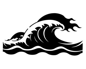 ocean wave black silhouette vector