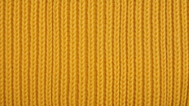 Close-up of ribbed knitted wool fabric in yellow