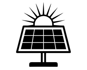 power solar panel energy with sunlight   black silhouette vector