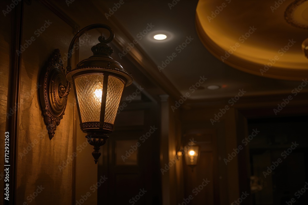 Poster retro-style wall sconce featuring space for custom text
