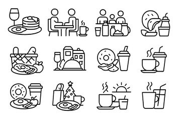 Icons quick icon buffet meal morning vector family la sunrise grid breakfast
