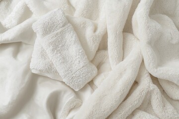 Soft plush fabric with gentle folds on a vertical soft white backdrop