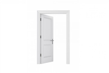 Naklejka premium White doors, both open and shut, with frames isolated on a white backdrop