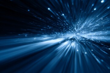 Obraz premium Abstract Digital Art of Blue Background with Light Effects and Motion Blur Creating a Sense of Speed and Depth in a Cosmic Atmosphere