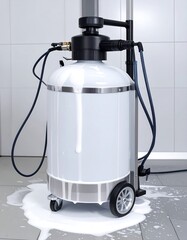 Industrial-strength foam cleaner on wheels