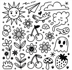 Seamless pattern with vintage floral illustration of flowers, leaves, and butterflies in a retro style