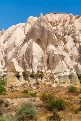 Volcanic rock formations landscape in Cappadocia, place of residence of ancient Christians
