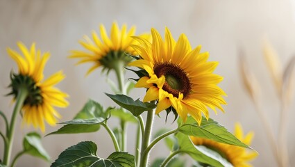 Fototapeta premium Bright Sunflower Blossom with Yellow Petals