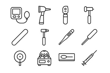 Fototapeta premium Otoscope needle vector blood vet icon pet stethoscope depressor ophthalmoscope diagnostic piece