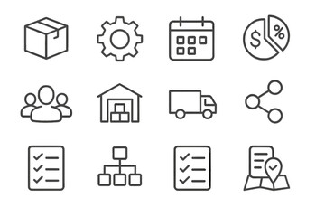 Calendar settings management list resource icon vector task icons logistics budget warehouse