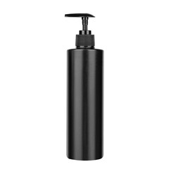 hair shampoo in black bottle isolated