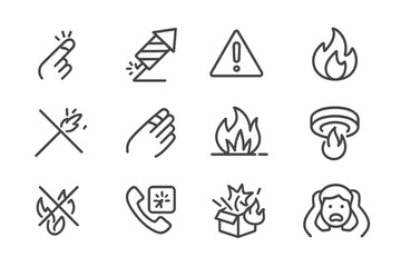 Fototapeta premium Misfired box smoke gesture safety icon icons vector burnt finger rocket firework