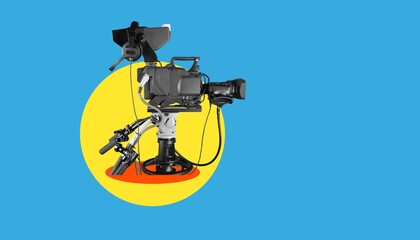 Retro film camera on background, Vintage poster design