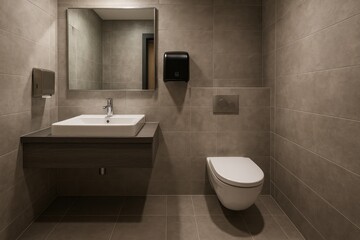 Fototapeta premium Modern Bathroom Interior with Grey Tones at Woodland Hotel