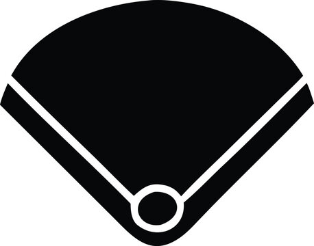 Simple black and white silhouette of a baseball field highlighting home plate and base lines graphic for sports design and emblems