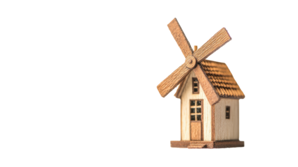 A tiny wooden windmill on a white background png
