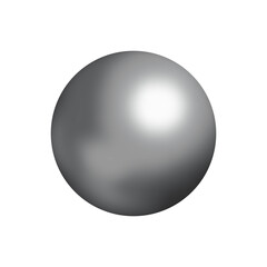 3d metallic silver sphere or ball on transparent background.