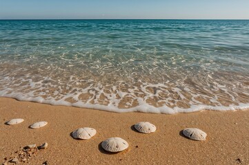 Sand dollar on the shore of a coastal beach