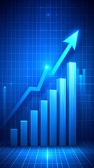 Rising graph, blue backdrop