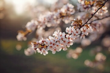 Springtime cherry blossoms with a soft focus backdrop