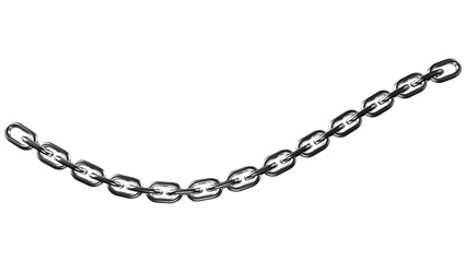 Realistic silver metal chain isolated on transparent background, strong steel links for design and concept use