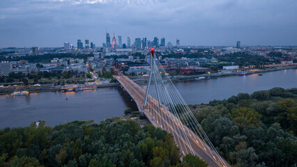 Świętokrzyski Bridge and the panorama of Warsaw.