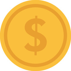 Golden Dollar Coin Vector Illustration, Shiny Currency Money Symbol Design for Finance, Banking, Economy, Business, Wealth, Investment EPS