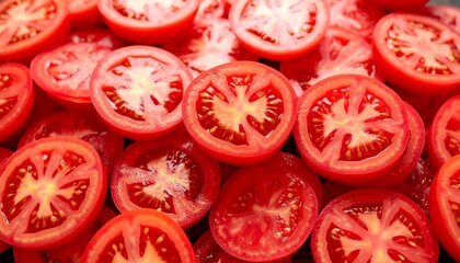 Slices of vibrant red tomatoes