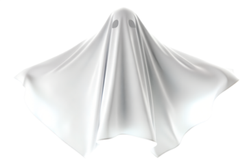 Halloween ghost on transparent background. Spirit figure. PNG . Generative Ai.