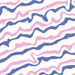 Abstract pink and blue wavy lines seamless pattern